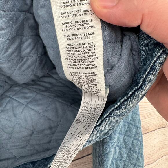 Avec Les Filles Maura Bow Tie Quilted Denim Jacket Womens Small Blue Medium Wash - Picture 10 of 14